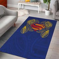 Super Samoan Traditional Tribal Art Tattoos Area Rug Blue Color - Polynesian Pride