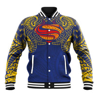 Super Samoan Traditional Tribal Art Tattoos Baseball Jacket Blue Color LT03 Unisex Blue - Polynesian Pride
