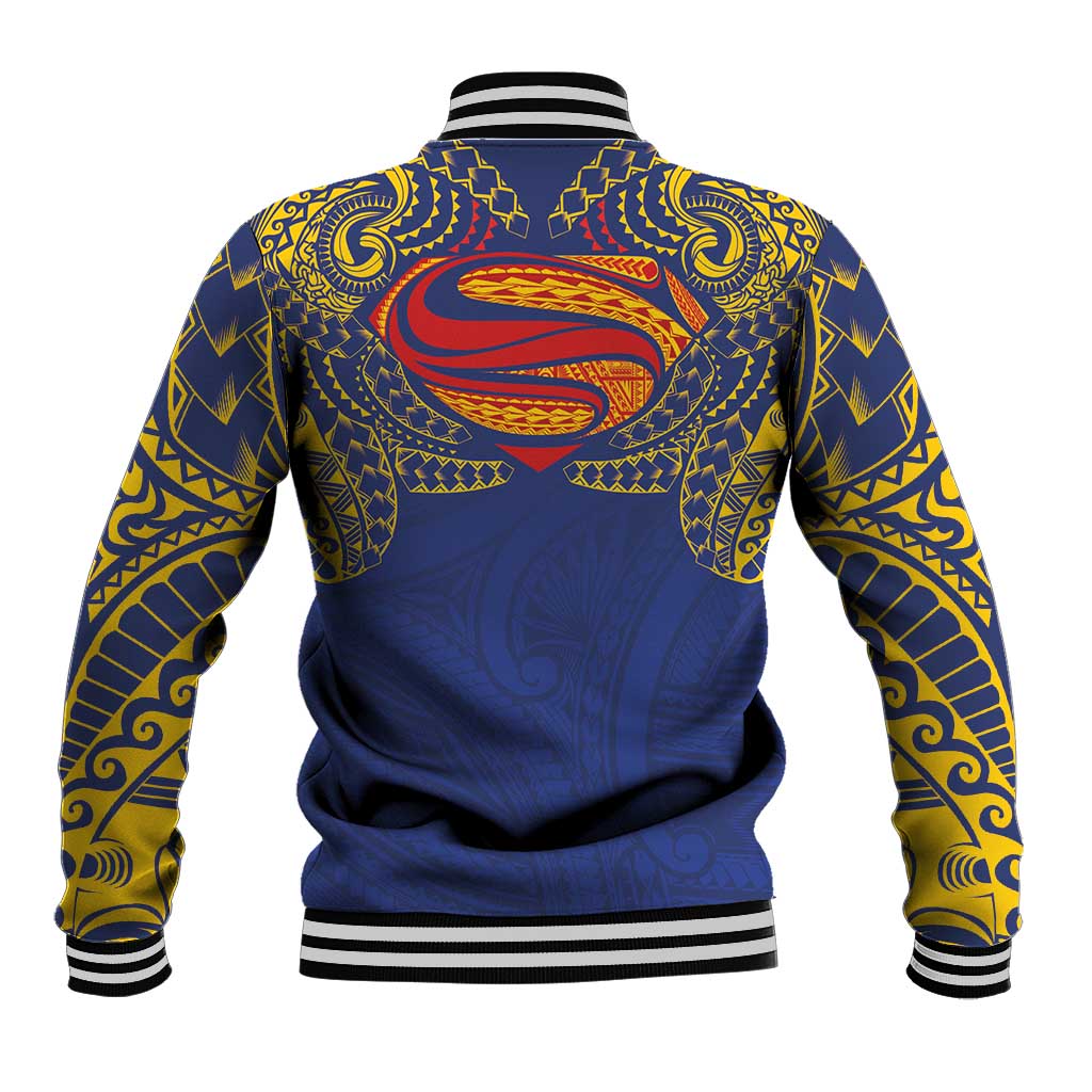 Super Samoan Traditional Tribal Art Tattoos Baseball Jacket Blue Color LT03 - Polynesian Pride