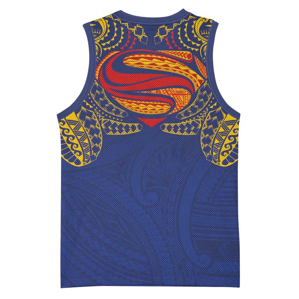Super Samoan Traditional Tribal Art Tattoos Basketball Jersey Blue Color LT03 - Polynesian Pride
