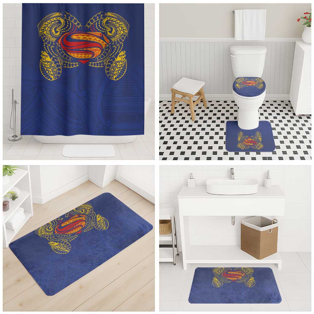 Super Samoan Traditional Tribal Art Tattoos Bathroom Set Blue Color LT03 - Polynesian Pride