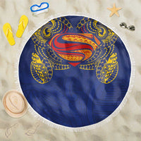Super Samoan Traditional Tribal Art Tattoos Beach Blanket Blue Color LT03 One Size 150cm Blue - Polynesian Pride