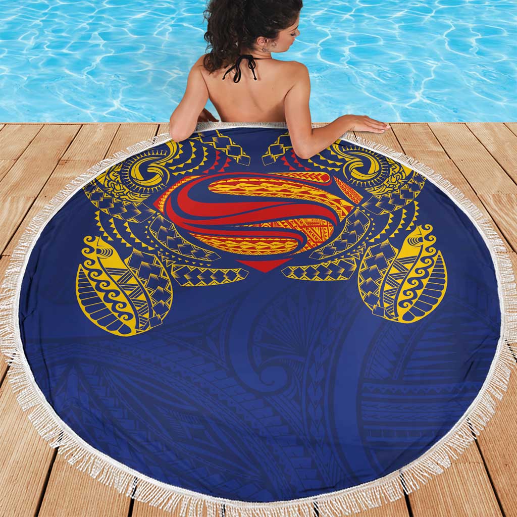 Super Samoan Traditional Tribal Art Tattoos Beach Blanket Blue Color LT03 - Polynesian Pride