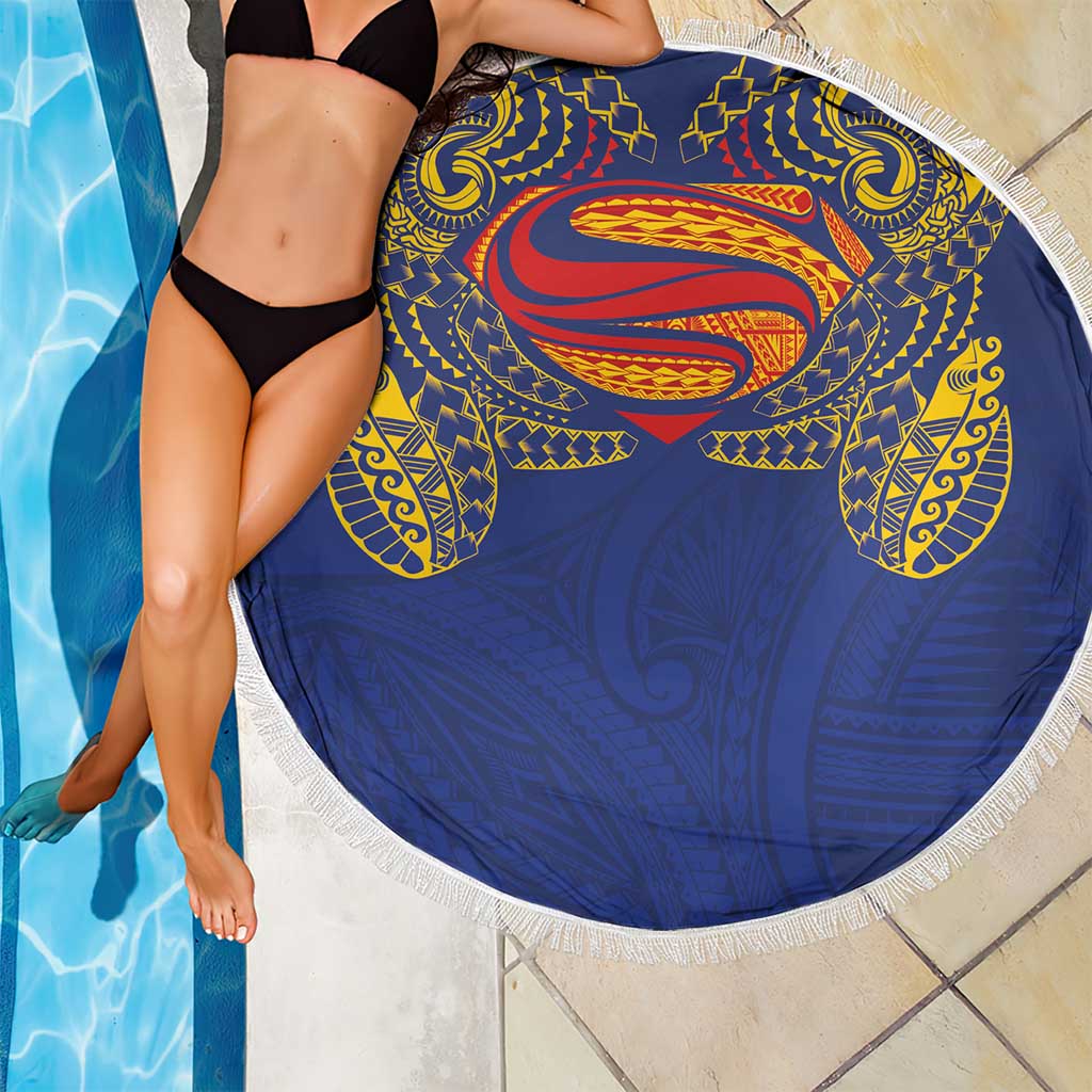 Super Samoan Traditional Tribal Art Tattoos Beach Blanket Blue Color LT03 - Polynesian Pride