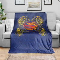 Super Samoan Traditional Tribal Art Tattoos Blanket Blue Color - Polynesian Pride