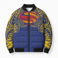 Super Samoan Traditional Tribal Art Tattoos Bomber Puffer Jacket Blue Color LT03 Unisex Blue - Polynesian Pride