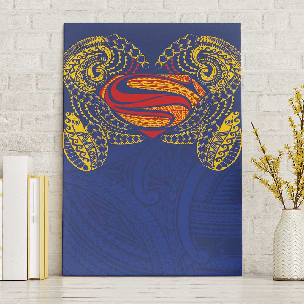 Super Samoan Traditional Tribal Art Tattoos Canvas Wall Art Blue Color LT03 Without Frame Blue - Polynesian Pride