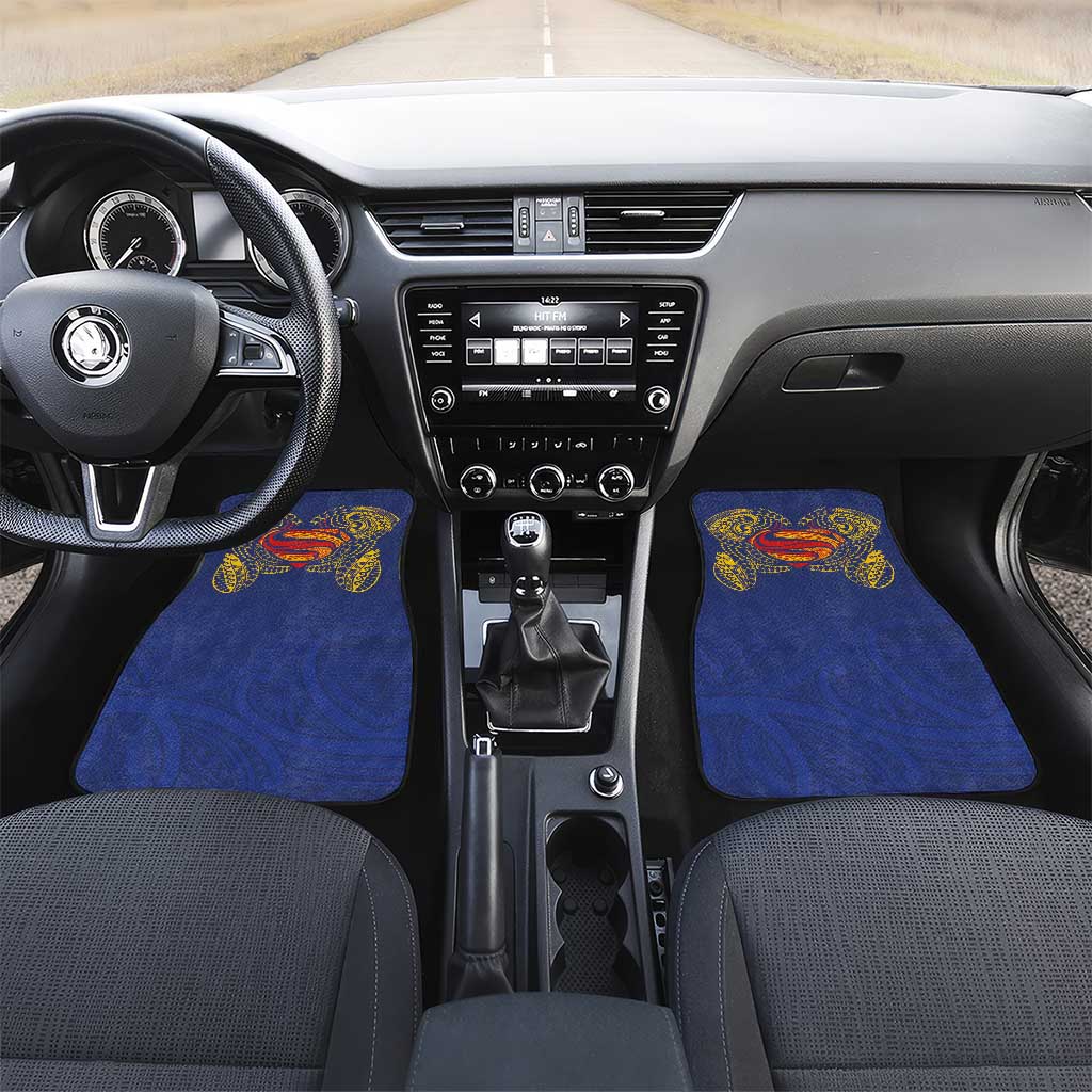 Super Samoan Traditional Tribal Art Tattoos Car Mats Blue Color LT03 Set 2pcs - Front Blue - Polynesian Pride