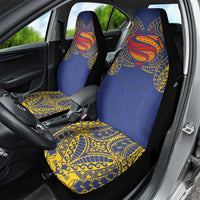 Super Samoan Traditional Tribal Art Tattoos Car Seat Cover Blue Color - Polynesian Pride