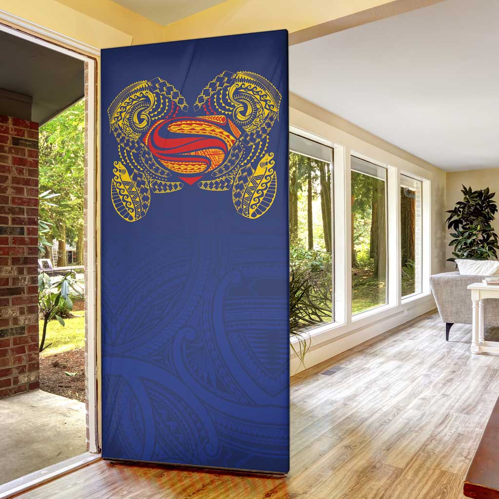 Super Samoan Traditional Tribal Art Tattoos Door Cover Blue Color LT03 - Polynesian Pride
