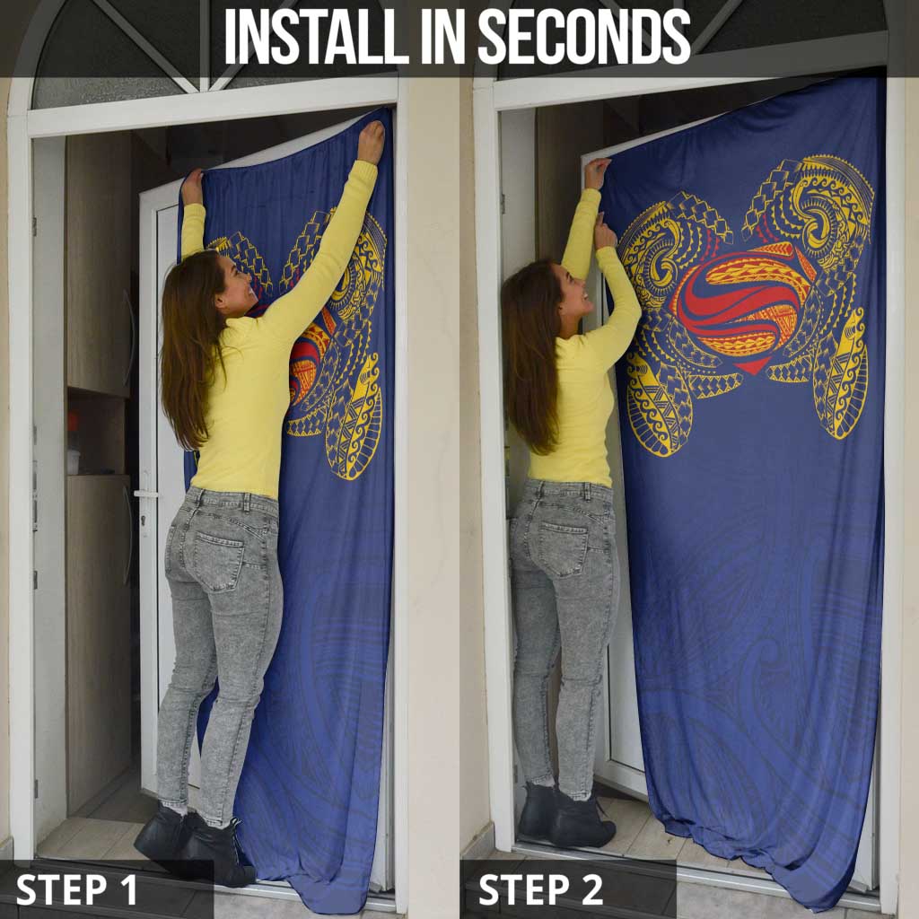 Super Samoan Traditional Tribal Art Tattoos Door Cover Blue Color LT03 - Polynesian Pride