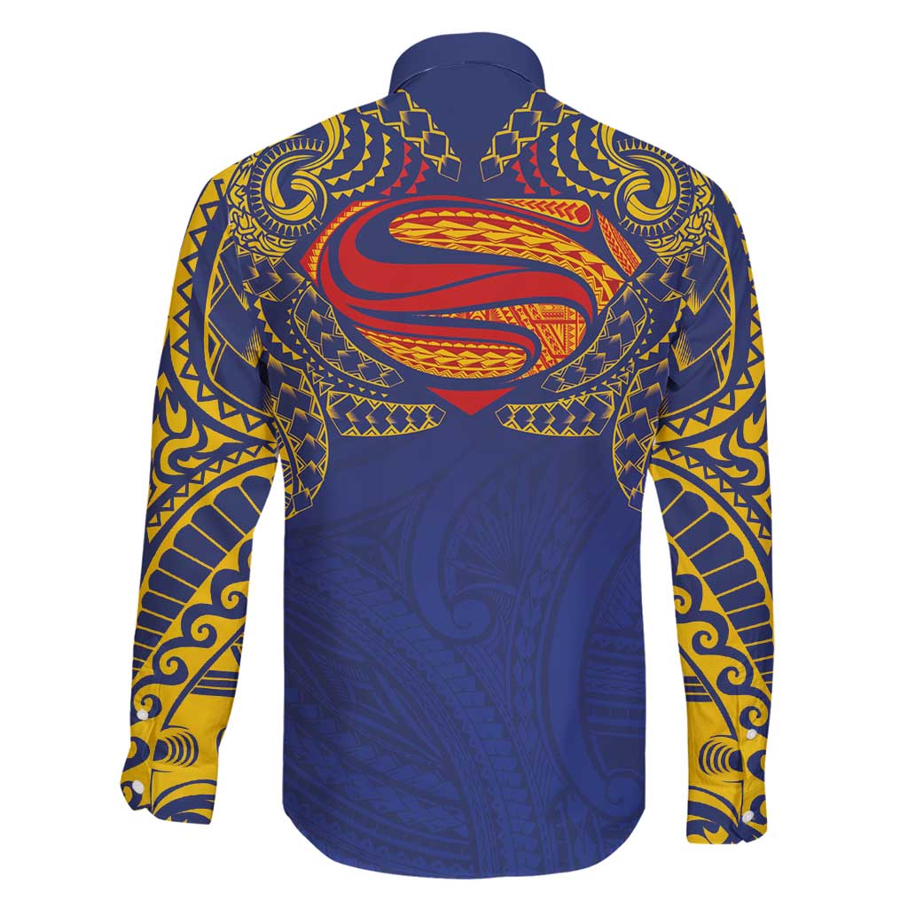 Super Samoan Traditional Tribal Art Tattoos Family Matching Mermaid Dress and Hawaiian Shirt Blue Color LT03 - Polynesian Pride