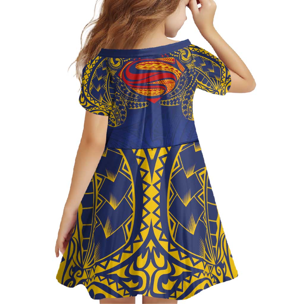 Super Samoan Traditional Tribal Art Tattoos Family Matching Tank Maxi Dress and Hawaiian Shirt Blue Color LT03 - Polynesian Pride