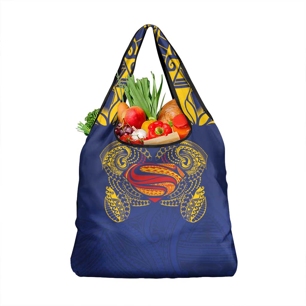 Super Samoan Traditional Tribal Art Tattoos Grocery Bag Blue Color LT03 1-pack One Size Blue - Polynesian Pride