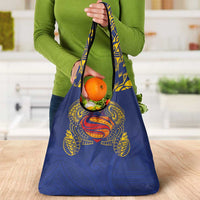 Super Samoan Traditional Tribal Art Tattoos Grocery Bag Blue Color LT03 - Polynesian Pride