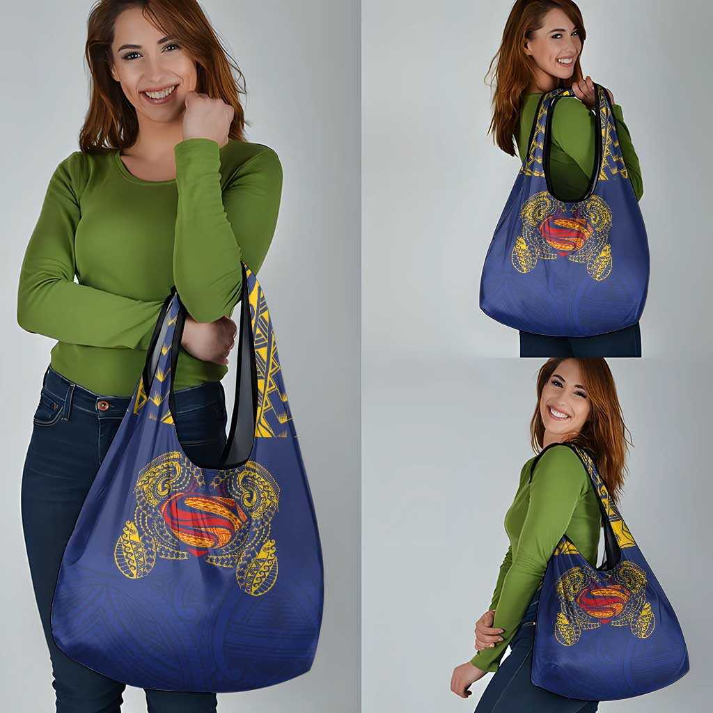 Super Samoan Traditional Tribal Art Tattoos Grocery Bag Blue Color LT03 - Polynesian Pride