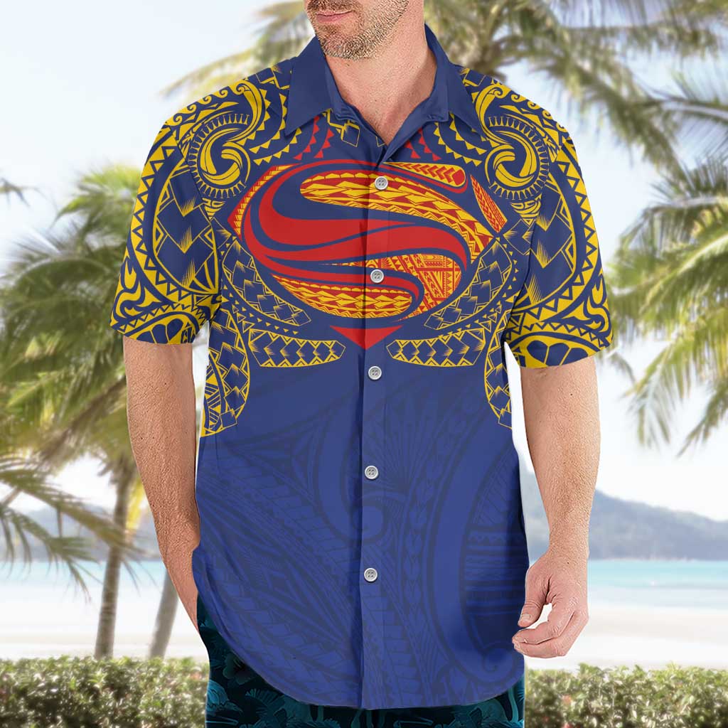 Super Samoan Traditional Tribal Art Tattoos Hawaiian Shirt Blue Color LT03 - Polynesian Pride