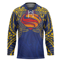Super Samoan Traditional Tribal Art Tattoos Hockey Jersey Blue Color LT03 Unisex Blue - Polynesian Pride