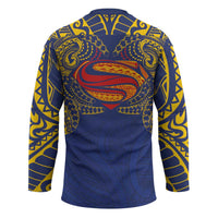 Super Samoan Traditional Tribal Art Tattoos Hockey Jersey Blue Color LT03 - Polynesian Pride