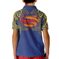 Super Samoan Traditional Tribal Art Tattoos Kid Polo Shirt Blue Color - Polynesian Pride