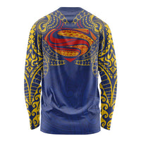 Super Samoan Traditional Tribal Art Tattoos Long Sleeve Shirt Blue Color LT03 - Polynesian Pride