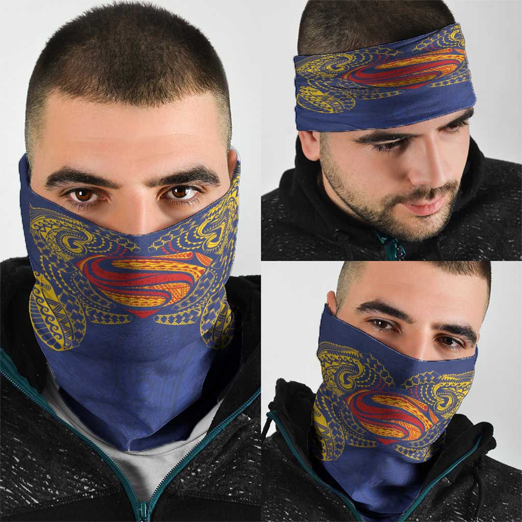 Super Samoan Traditional Tribal Art Tattoos Neck Gaiter Blue Color - Polynesian Pride
