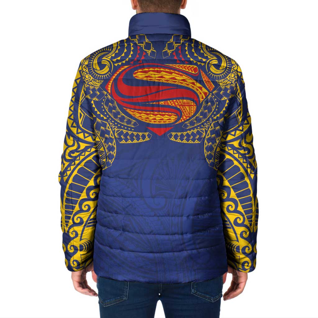 Super Samoan Traditional Tribal Art Tattoos Padded Jacket Blue Color LT03 - Polynesian Pride