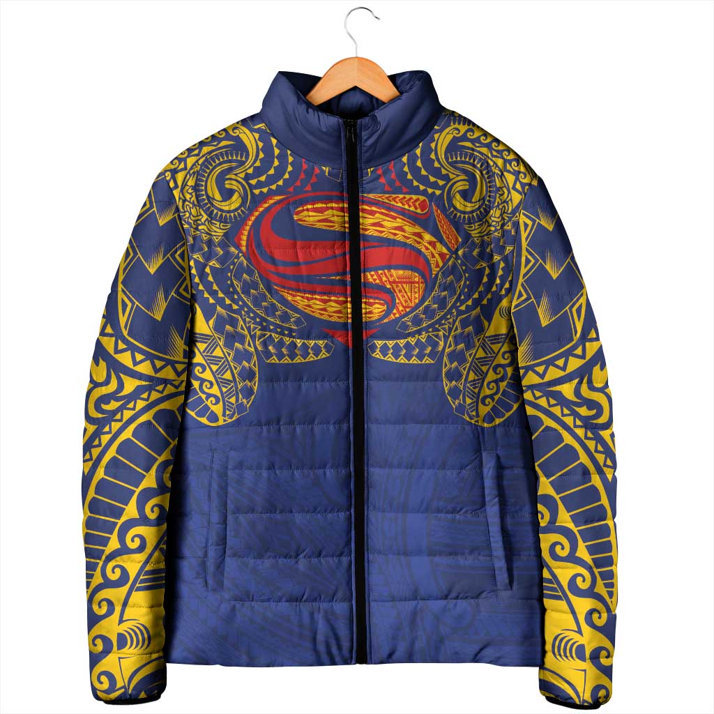 Super Samoan Traditional Tribal Art Tattoos Padded Jacket Blue Color LT03 - Polynesian Pride