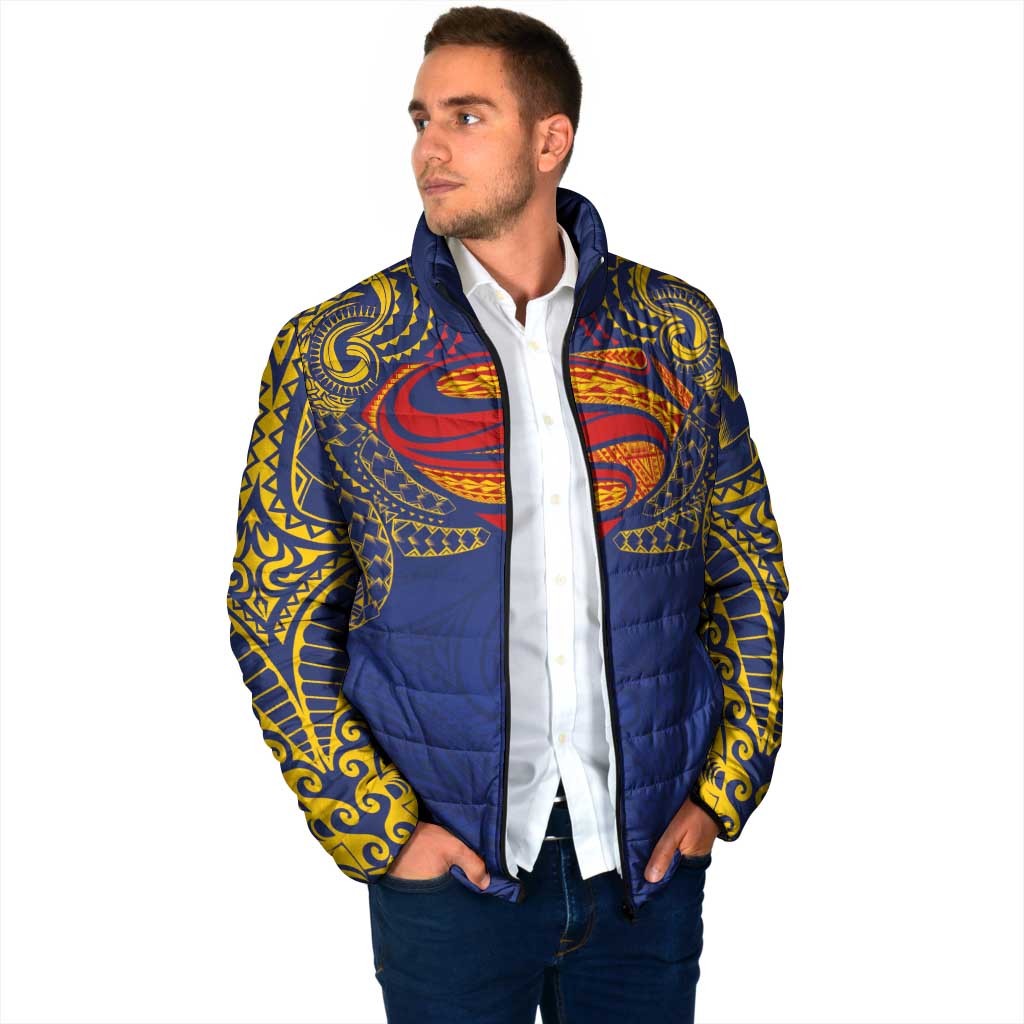 Super Samoan Traditional Tribal Art Tattoos Padded Jacket Blue Color LT03 - Polynesian Pride