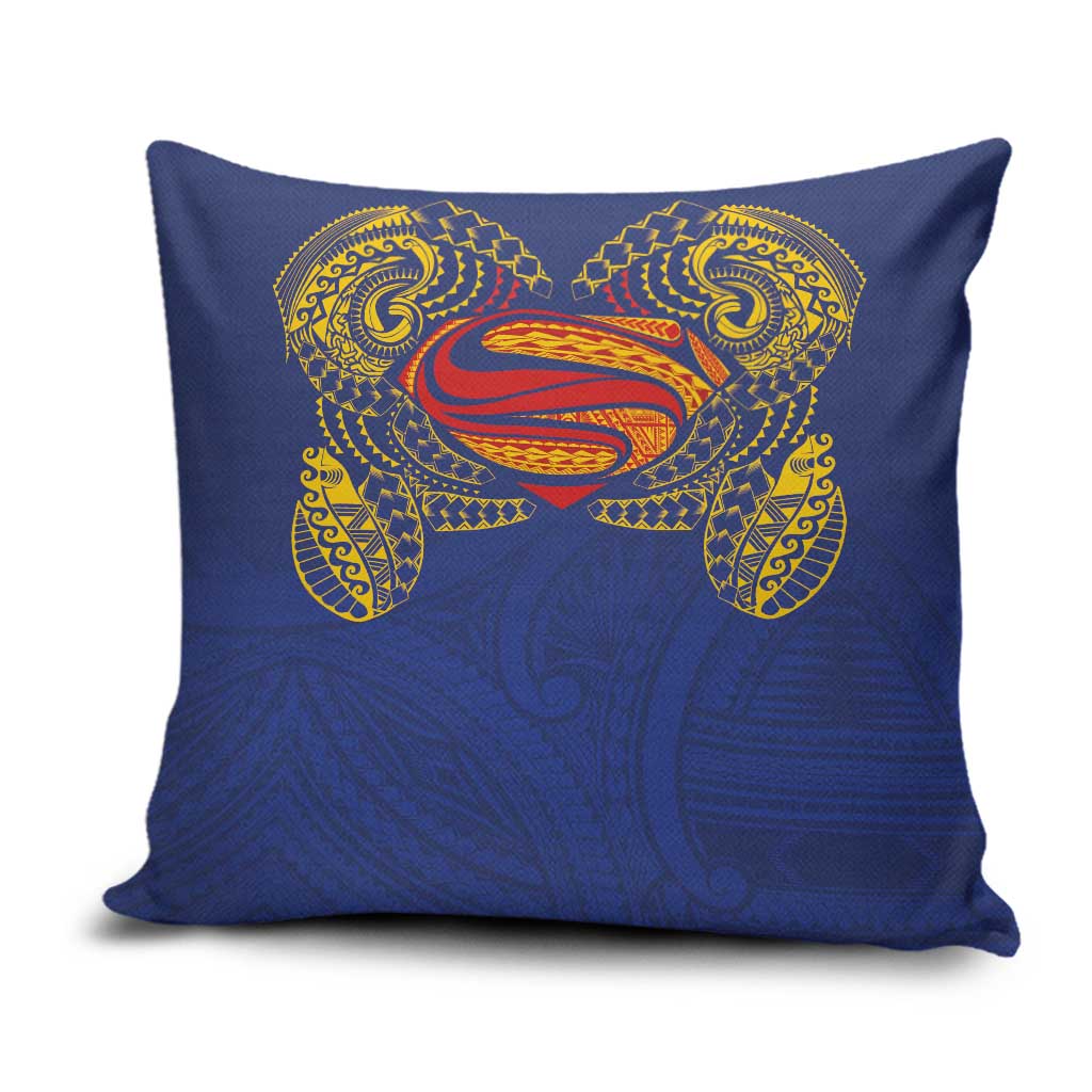 Super Samoan Traditional Tribal Art Tattoos Pillow Cover Blue Color - Polynesian Pride
