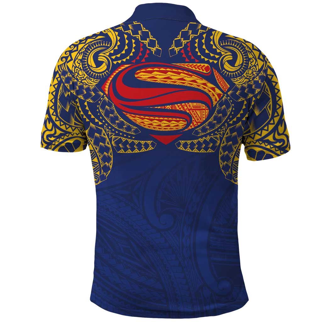 Super Samoan Traditional Tribal Art Tattoos Polo Shirt Blue Color - Polynesian Pride