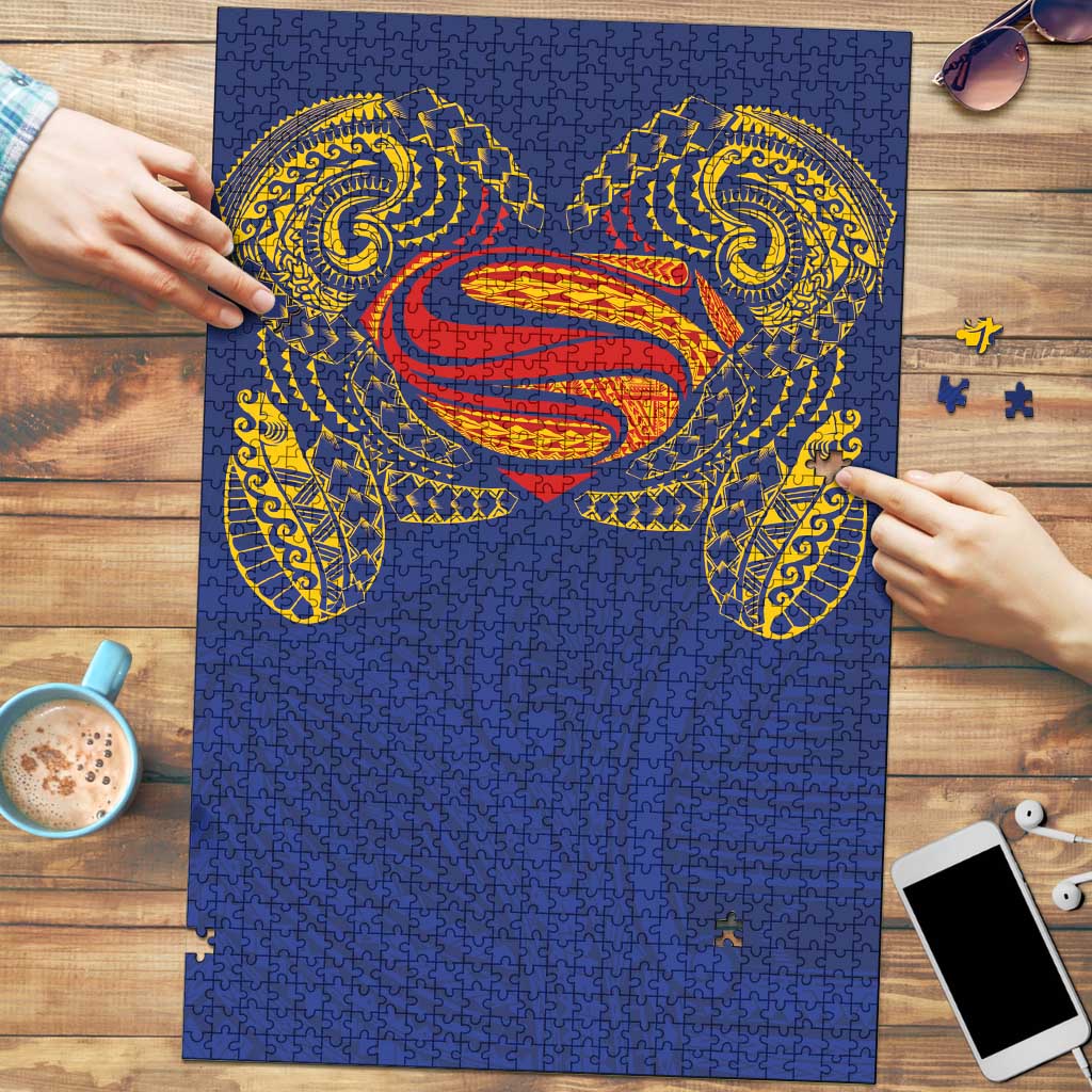 Super Samoan Traditional Tribal Art Tattoos Puzzle Blue Color LT03 Blue - Polynesian Pride