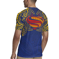 Super Samoan Traditional Tribal Art Tattoos Rugby Jersey Blue Color - Polynesian Pride