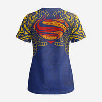 Super Samoan Traditional Tribal Art Tattoos Scrub Top Blue Color LT03 - Polynesian Pride