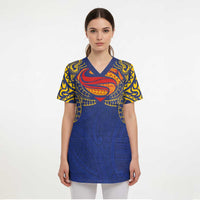 Super Samoan Traditional Tribal Art Tattoos Scrub Top Blue Color LT03 - Polynesian Pride
