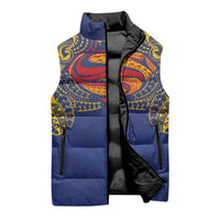 Super Samoan Traditional Tribal Art Tattoos Sleeveless Puffer Jacket Blue Color LT03 - Polynesian Pride