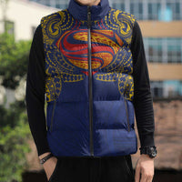 Super Samoan Traditional Tribal Art Tattoos Sleeveless Puffer Jacket Blue Color LT03 - Polynesian Pride