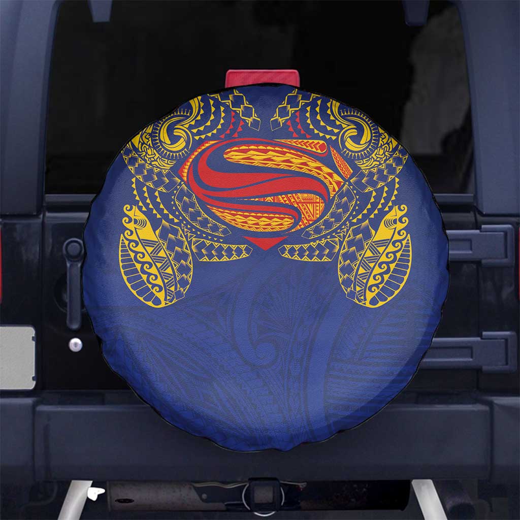 Super Samoan Traditional Tribal Art Tattoos Spare Tire Cover Blue Color - Polynesian Pride
