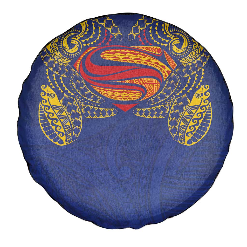 Super Samoan Traditional Tribal Art Tattoos Spare Tire Cover Blue Color - Polynesian Pride