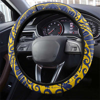 Super Samoan Traditional Tribal Art Tattoos Steering Wheel Cover Blue Color LT03 - Polynesian Pride