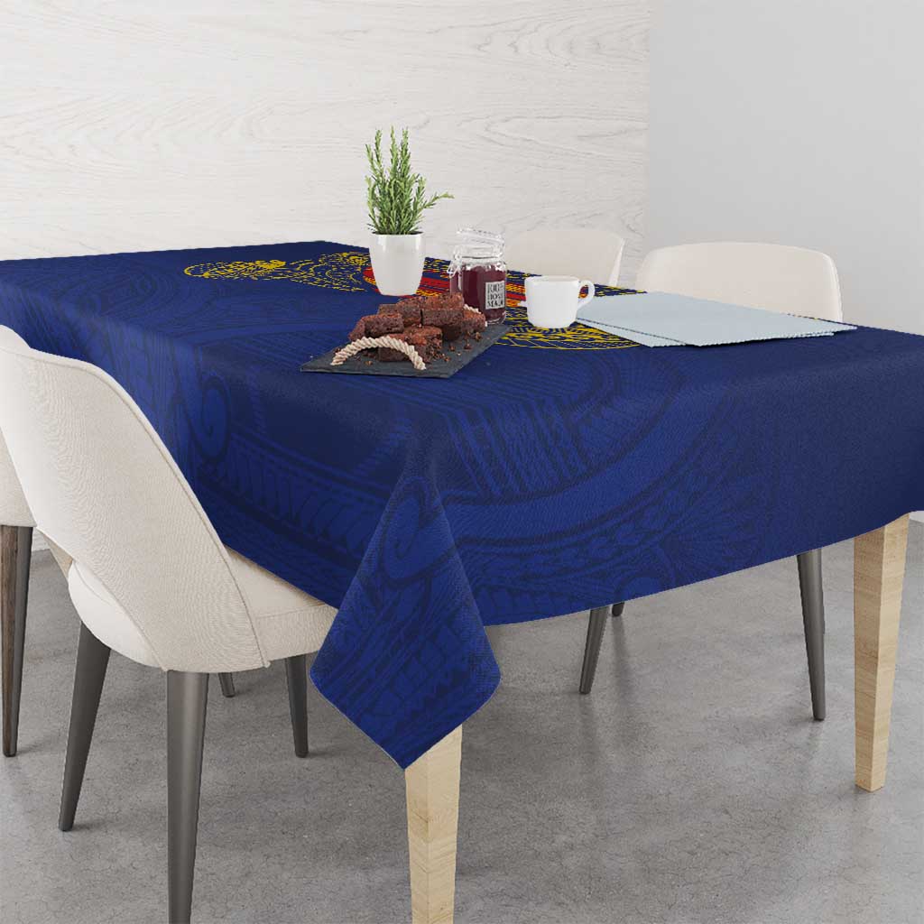 Super Samoan Traditional Tribal Art Tattoos Tablecloth Blue Color LT03 - Polynesian Pride