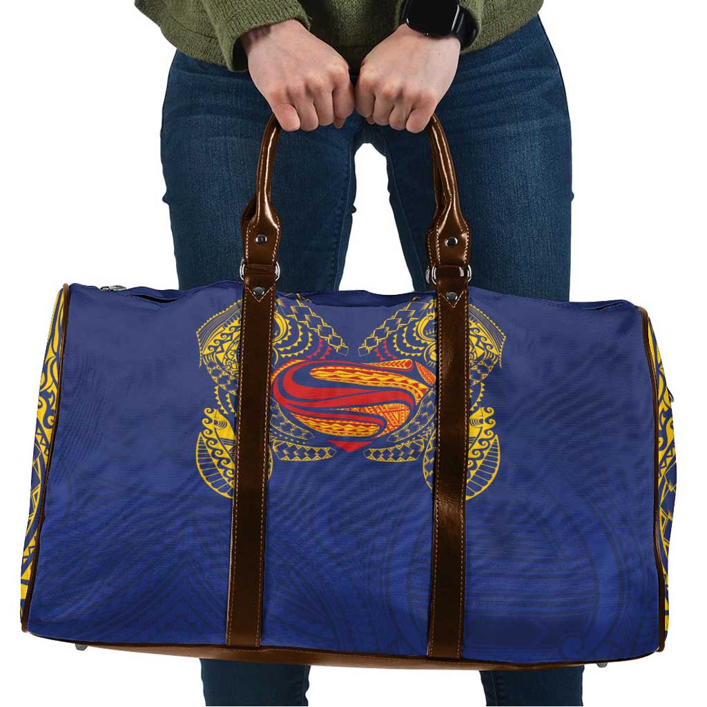 Super Samoan Traditional Tribal Art Tattoos Travel Bag Blue Color - Polynesian Pride
