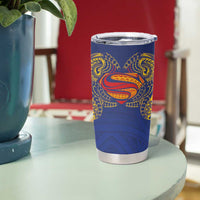 Super Samoan Traditional Tribal Art Tattoos Tumbler Cup Blue Color - Polynesian Pride