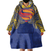 Super Samoan Traditional Tribal Art Tattoos Wearable Blanket Hoodie Blue Color LT03 - Polynesian Pride