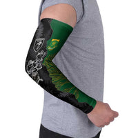 Custom Aotearoa South Africa Rugby Freedom Cup Arm Sleeves Kiwi Warriors Haka with King Protea Symbol - Polynesian Pride