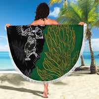 Aotearoa South Africa Rugby Freedom Cup Beach Blanket Kiwi Warriors Haka with King Protea Symbol LT03 - Polynesian Pride