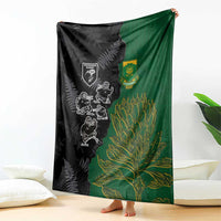 Aotearoa South Africa Rugby Freedom Cup Blanket Kiwi Warriors Haka with King Protea Symbol - Polynesian Pride