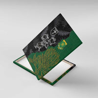 Aotearoa South Africa Rugby Freedom Cup Canvas Wall Art Kiwi Warriors Haka with King Protea Symbol LT03 With Frame Green - Polynesian Pride
