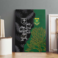 Aotearoa South Africa Rugby Freedom Cup Canvas Wall Art Kiwi Warriors Haka with King Protea Symbol LT03 - Polynesian Pride