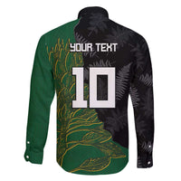 Custom Aotearoa South Africa Rugby Freedom Cup Family Matching Off The Shoulder Long Sleeve Dress and Hawaiian Shirt Kiwi Warriors Haka with King Protea Symbol - Polynesian Pride